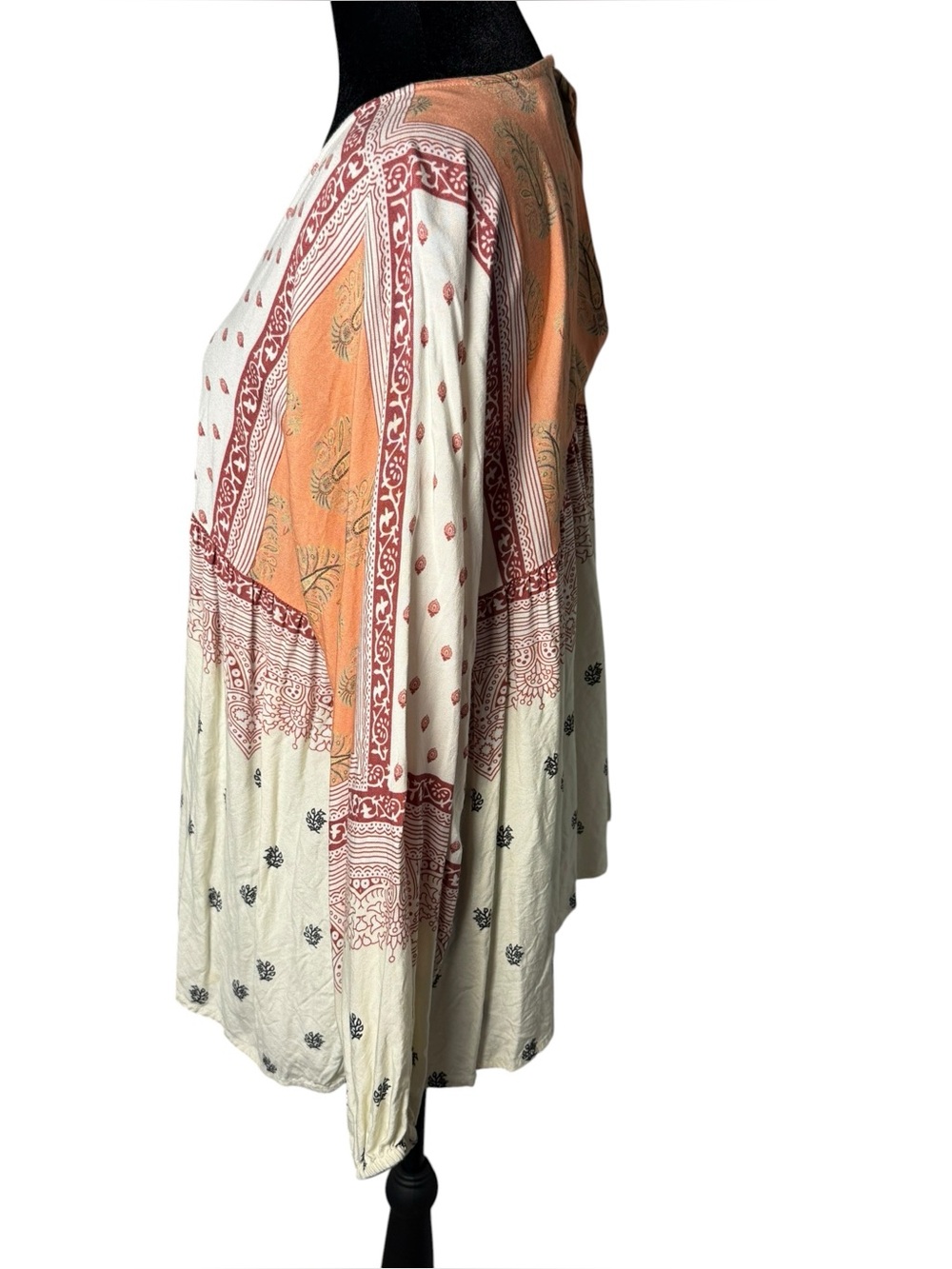 Sundance Patterned Rayon Tunic Top Keyhole Back M - Picture 5 of 10
